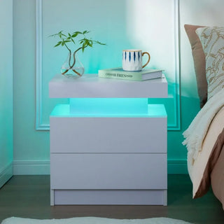 ANGDUO LED Nightstand with 2 Drawers, Set of 2