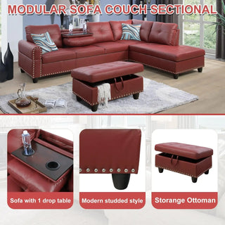 KISRAIS 97.5" Sectional Couch with Storage Ottoman and Chaise Lounge