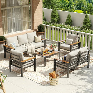Aluminum Patio Furniture Set – 7-Seat Oversized Outdoor Sectional