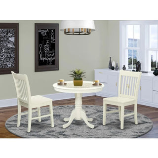 ANNO 5 Piece Round Dining Room Table with Pedestal and 4 Wood Seat Chairs