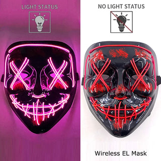 Wireless Neon LED Purge Mask – Glow-in-the-Dark Cosplay Horror Mask