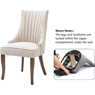 Linen Dining Chairs Set of 4/6 – Channel Tufted Upholstered Accent Chairs