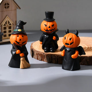 Cute Halloween Decor Set – Mini Ghost Pumpkin Resin Figurines