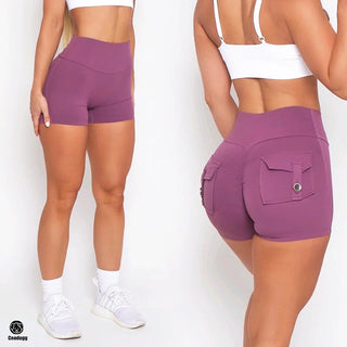 CEODOGG Nylon Women Scrunch Button Booty Shorts