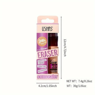 USHAS Sponge Head Concealer, Long-Lasting Cream Concealer for Dark Circles, Freckles, Acne Marks, Pigmentation, Blemishes, and Whole-Face Coverage