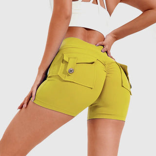 CEODOGG Nylon Women Scrunch Button Booty Shorts