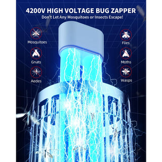 Minimoon 4200V Electric Fly Traps Outdoor Mosquito Zapper with Dual LED Light 15W IPX4 Insect Killer Lamp Self-Contained Unit