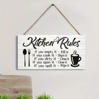 Kitchen Rules Wooden Wall Art