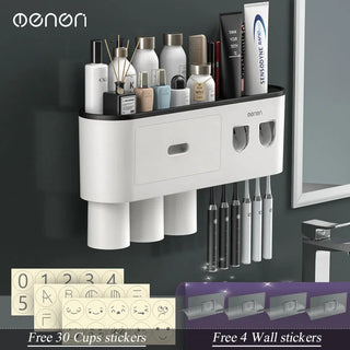 MENGNI Magnetic Adsorption Inverted Toothbrush Holder – Smart Storage & Automatic Squeezer