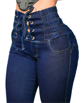 MamiCurve Lace-Up High Waist Jeans