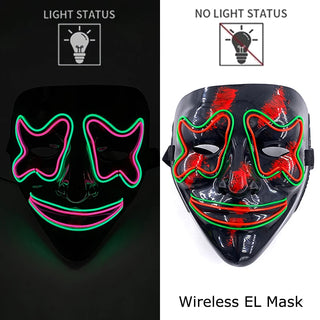 Wireless Neon LED Purge Mask – Glow-in-the-Dark Cosplay Horror Mask