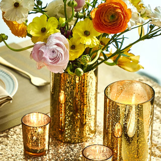 Floriddle Mercury Glass Gold Cylinder Vases