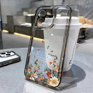 Clear Floral iPhone Case – Shockproof Soft Silicone Cover with Camera Lens Protection