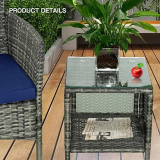 Terrace Furniture Set with PE Rattan Wicker Chairs