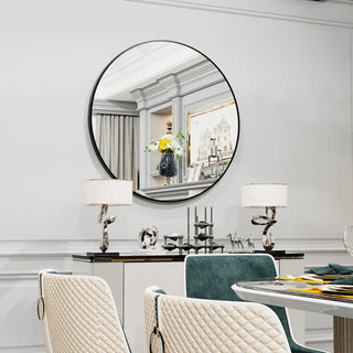 LUVODI Modern Round Metal Framed Mirror