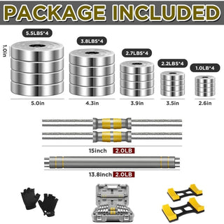 44/66 LBS weights set, Dumbbell Barbell 3 in 1, Steel Dumbbells with Connecting Rod