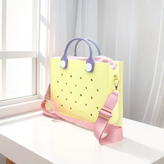 Compact EVA Shoulder Bag – Waterproof Tote & Handbag with Charm Holes