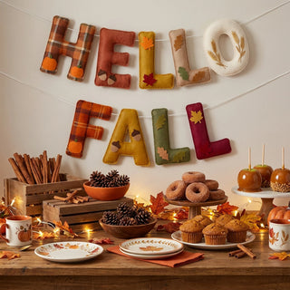 Hello Fall Felt Bunting Garland – Autumn Harvest Wall Banner with Leaves, Pumpkins & Seasonal Lettering