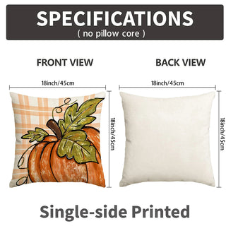 4pcs Thanksgiving Pillow Covers – Pumpkin & Maple Leaf Design