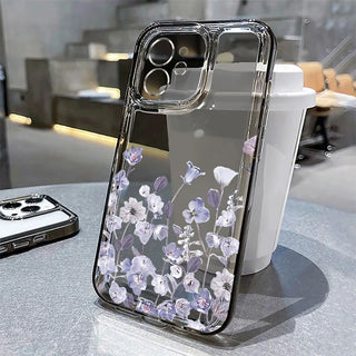 Clear Floral iPhone Case – Shockproof Soft Silicone Cover with Camera Lens Protection
