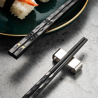 Luxury Chopsticks Gift Set – Nordic-Style Alloy and Pakkawood Non-Slip Heat-Resistant Reusable Chopsticks