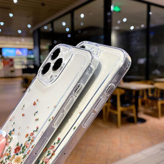 Clear Floral iPhone Case – Shockproof Soft Silicone Cover with Camera Lens Protection