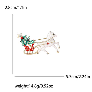 Christmas Enamel Brooch – Festive Sleigh, Reindeer, and Holiday Car