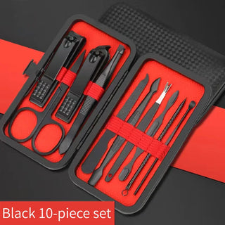Black & Red Professional Men’s Nail Clipper Set - 18/24 Piece Stainless Steel Manicure & Pedicure Kit