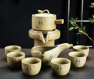 The Kung Fu Teapot Collection 8-Piece Semi-Automatic Chinese Ceramic Purple Clay Tea Set