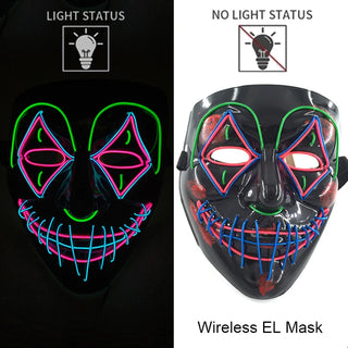 Wireless Neon LED Purge Mask – Glow-in-the-Dark Cosplay Horror Mask