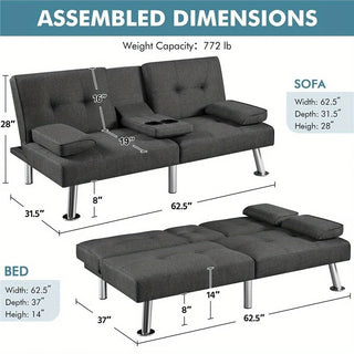 Compact Convertible Futon Sofa Bed