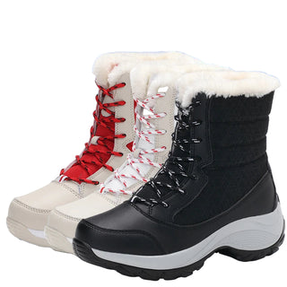 Women’s Winter Snow Boots - Warm Plush Lined Mid-Calf Platform Boots