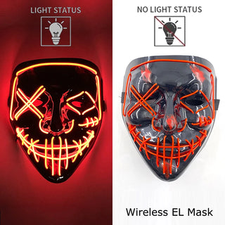 Wireless Neon LED Purge Mask – Glow-in-the-Dark Cosplay Horror Mask