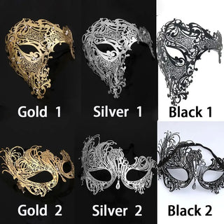 Black Gold Skull Metal Mask – Venetian Masquerade Party Essential