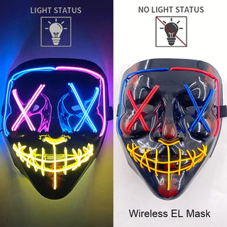 Wireless Neon LED Purge Mask – Glow-in-the-Dark Cosplay Horror Mask