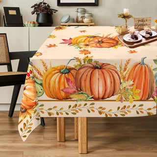 Fall Thanksgiving Tablecloths – Autumn Pumpkin & Maple Leaf Design