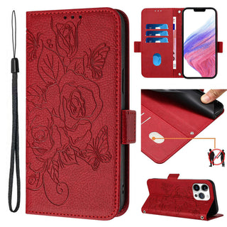 Floral Leather Wallet Case for iPhone – Flip Cover with Card Slots, Stand & Magnetic Closure