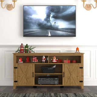 Highboy Farmhouse Barn Door TV Stand for 65 Inch TV