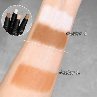 Double-Ended Highlight & Contour Stick, Cream Bronzer and Highlighter Makeup Stick for Nose Shadow, Face Sculpting, Brightening, and Definition
