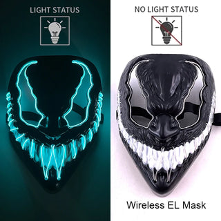 Wireless Neon LED Purge Mask – Glow-in-the-Dark Cosplay Horror Mask