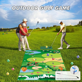 VATOS Golf Chipping Game Mat with Club Practice Training – Indoor/Outdoor Hitting Mat Set with 20 Balls