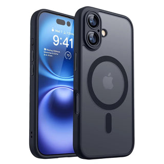 Magnetic Luxury Armor Shockproof iPhone Case, Matte Translucent MagSafe-Style Bumper Cover with Lens