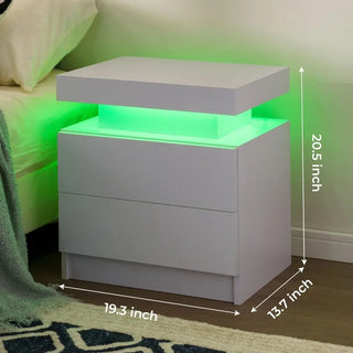 ANGDUO LED Nightstand with 2 Drawers, Set of 2