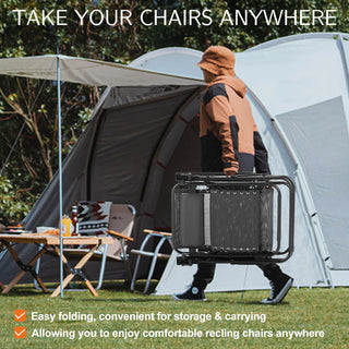 Set of 2 Zero Gravity Reclining Chairs – Portable Outdoor Lounge Chairs with Cup Holder Tray, Adjustable Headrest, Foldable Patio & Camping Recliners