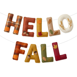 Hello Fall Felt Bunting Garland – Autumn Harvest Wall Banner with Leaves, Pumpkins & Seasonal Lettering