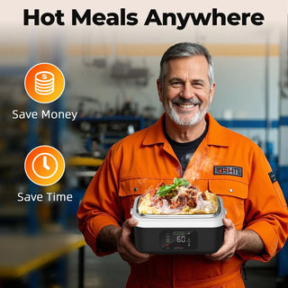 Wireless Electric Insulated Lunch Box – 8000mAh Battery | 60W Rapid Heat | 1L Stainless Steel Food Warmer