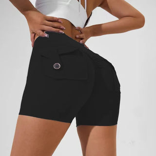 CEODOGG Nylon Women Scrunch Button Booty Shorts