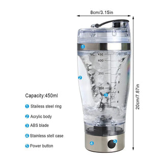 450/600ml  Electric Portable Protein Powder Shaker Bottle Mixer