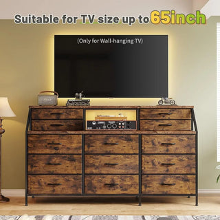 55”W  Super Wide Fashion Dresser with 13 Large Drawers