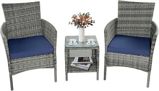 Terrace Furniture Set with PE Rattan Wicker Chairs